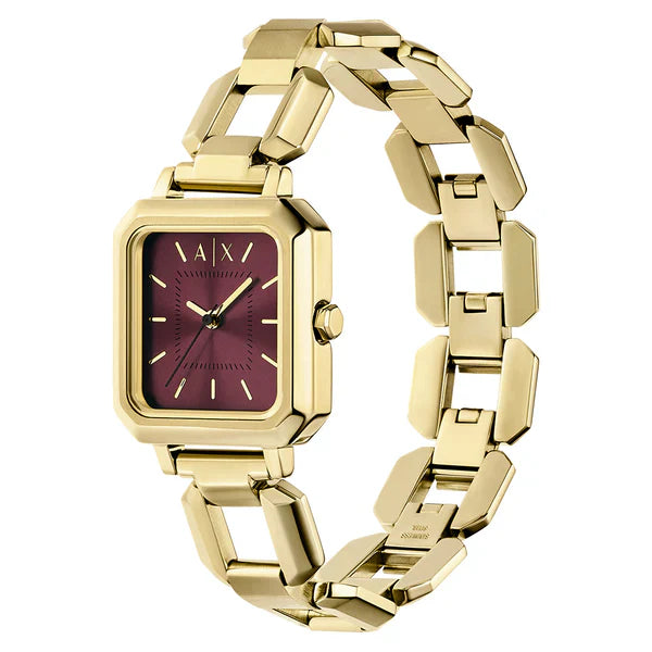 Armani Exchange Leila Red Dial Gold Women's Watch AX5734