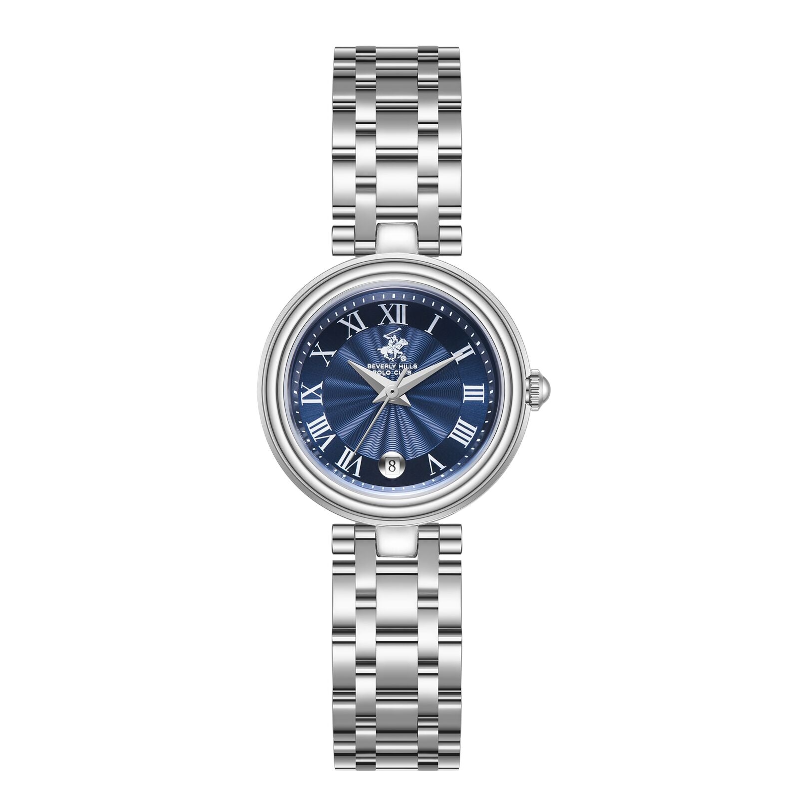 Beverly Hills Polo Club BP3838X.390 silver watch with blue dial and Roman numerals