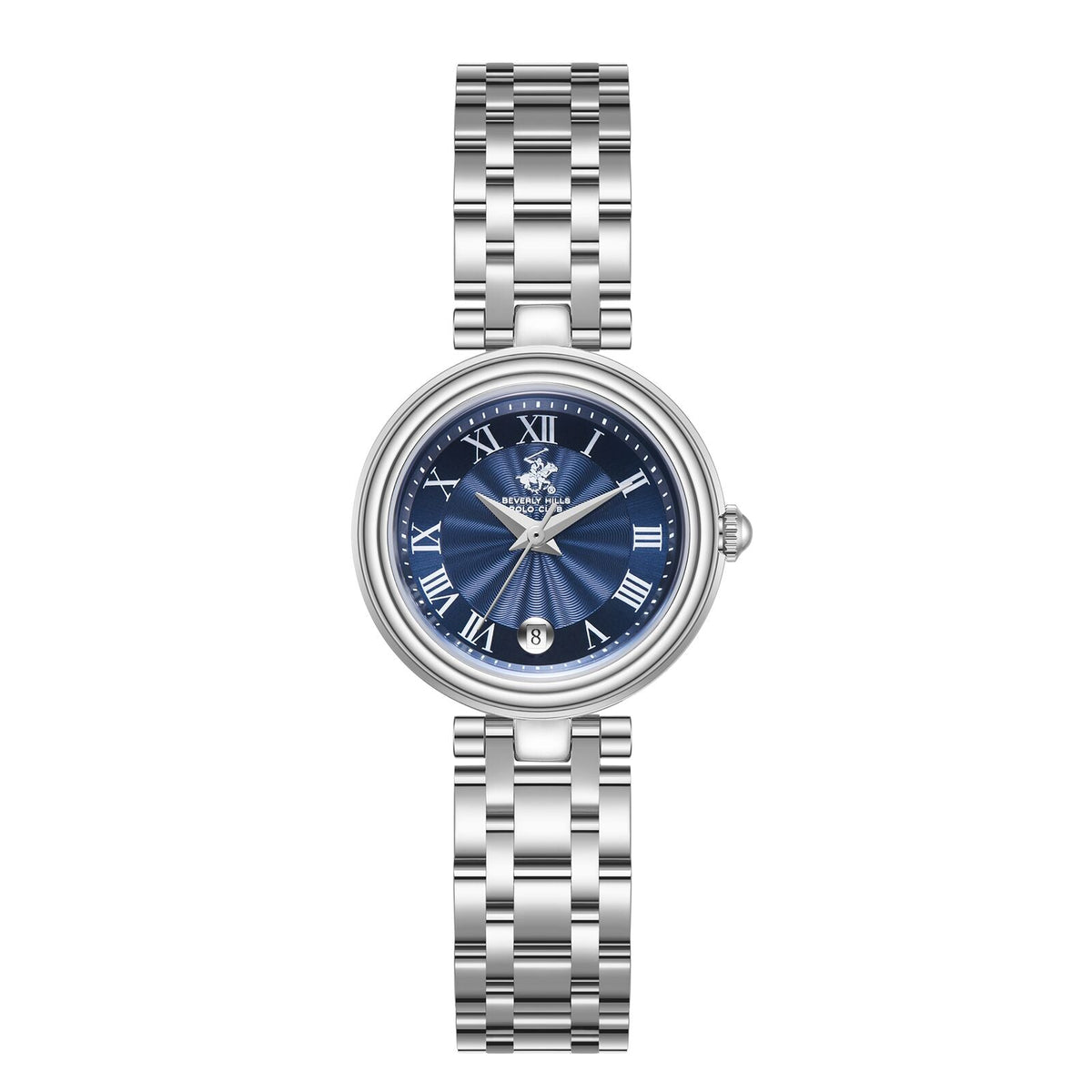 Beverly Hills Polo Club BP3838X.390 silver watch with blue dial and Roman numerals