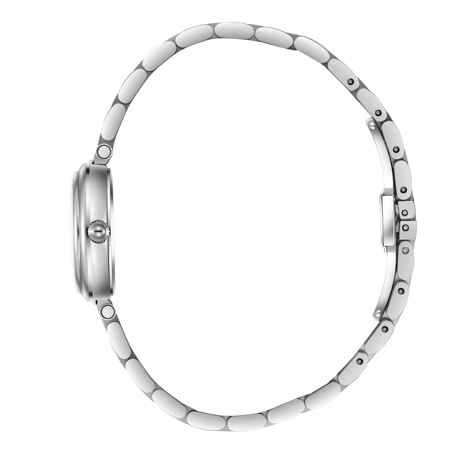 Side profile view of Beverly Hills Polo Club BP3838X.390 silver bracelet watch