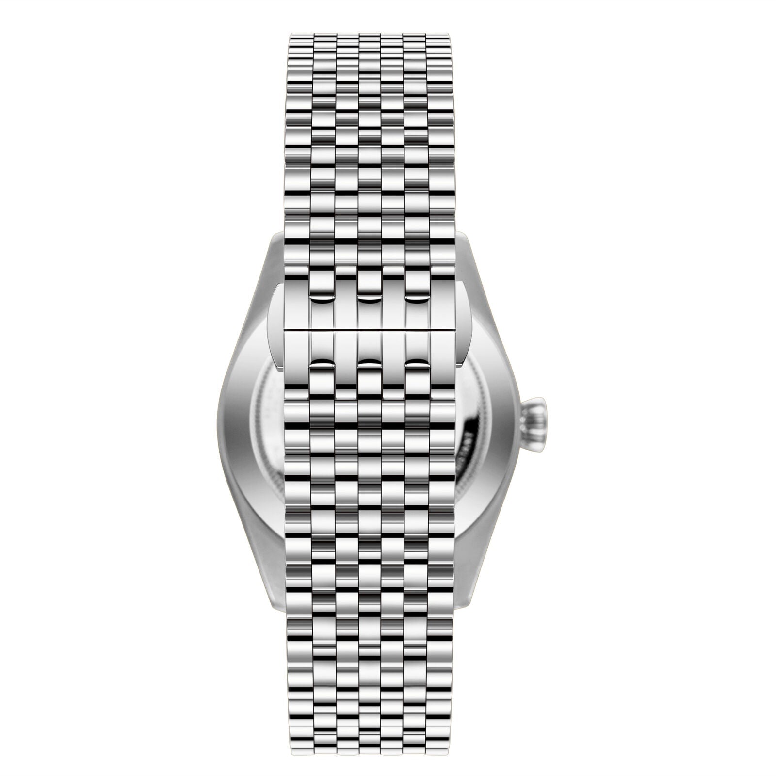 Beverly Hills Polo Club BP3890X.330 overhead view of silver-tone steel bracelet links