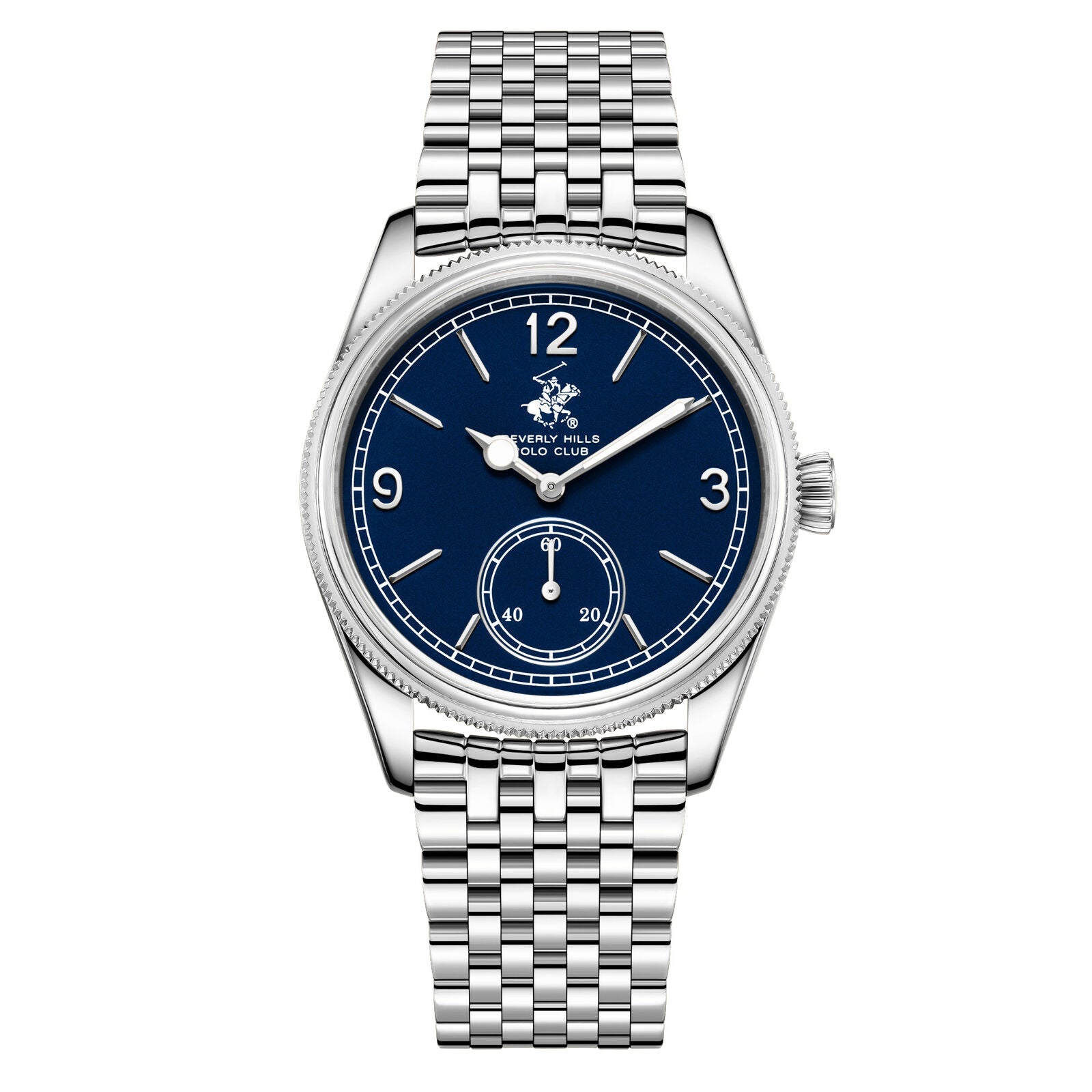 Beverly Hills Polo Club BP3890X.390 blue dial silver watch with silver bracelet