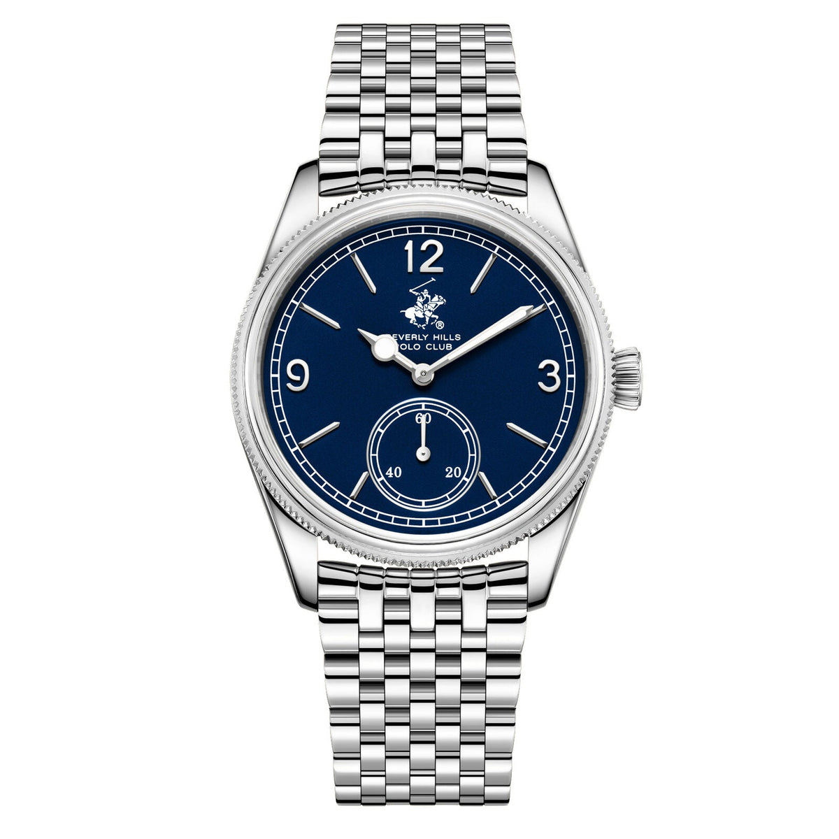 Beverly Hills Polo Club BP3890X.390 blue dial silver watch with silver bracelet
