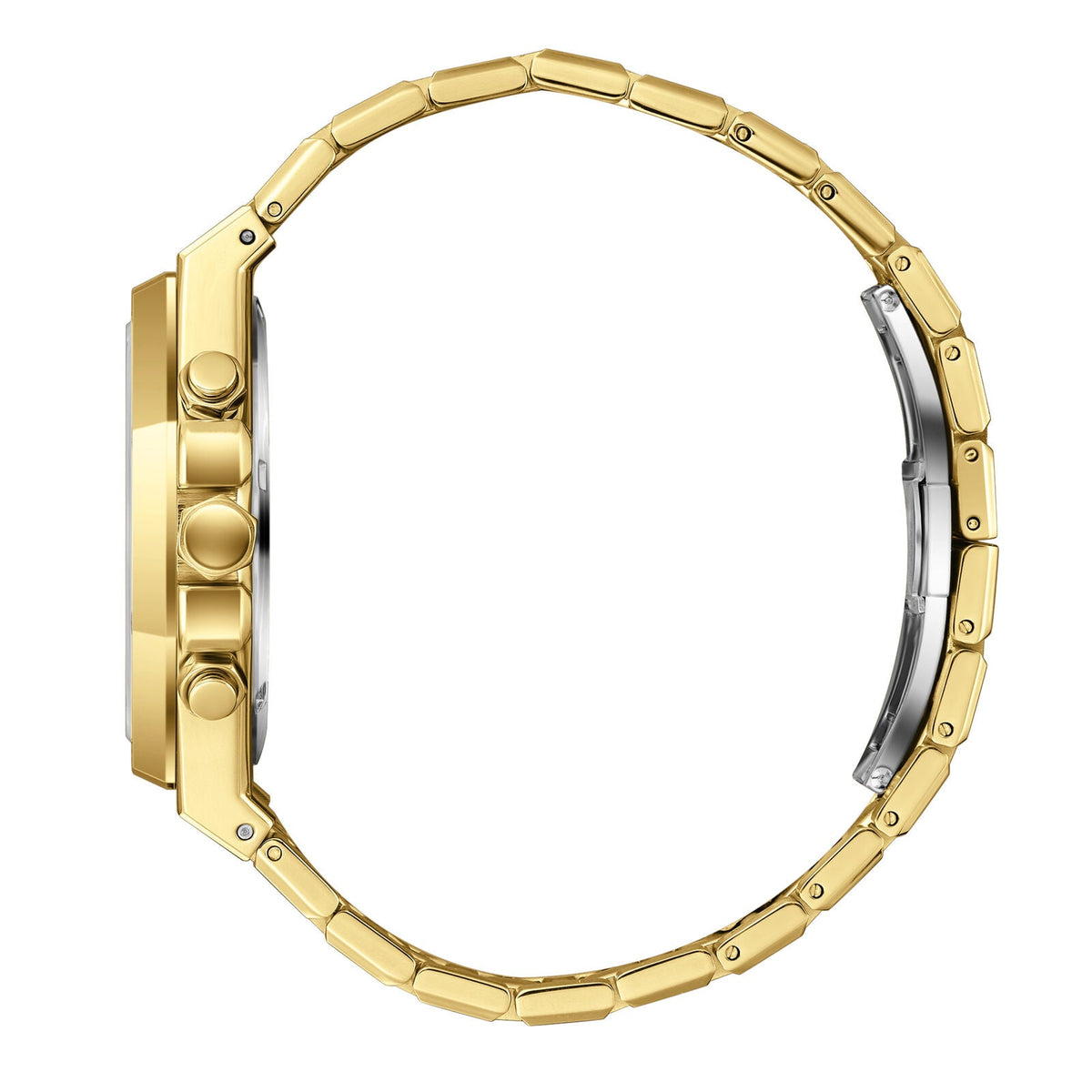 All-gold bracelet with polished and brushed links and integrated clasp