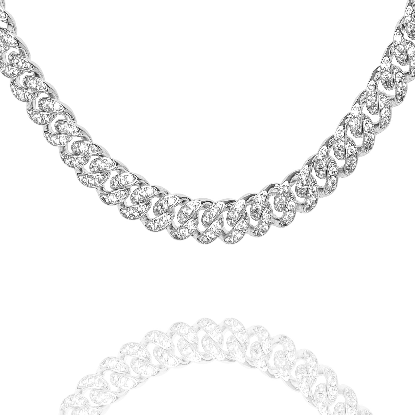 Big Daddy 10MM iced out Cuban link silver chain with cubic zirconia stones