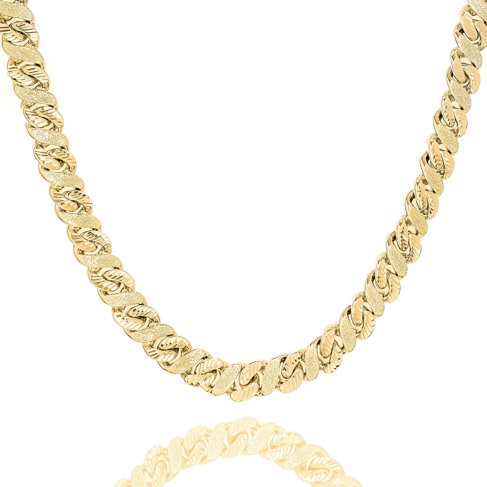 Gold 10MM sandblast diamond and gold iced out Cuban link chain