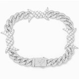 Big Daddy 10MM Spiked Horns Iced Out Silver Bracelet - Bracelet