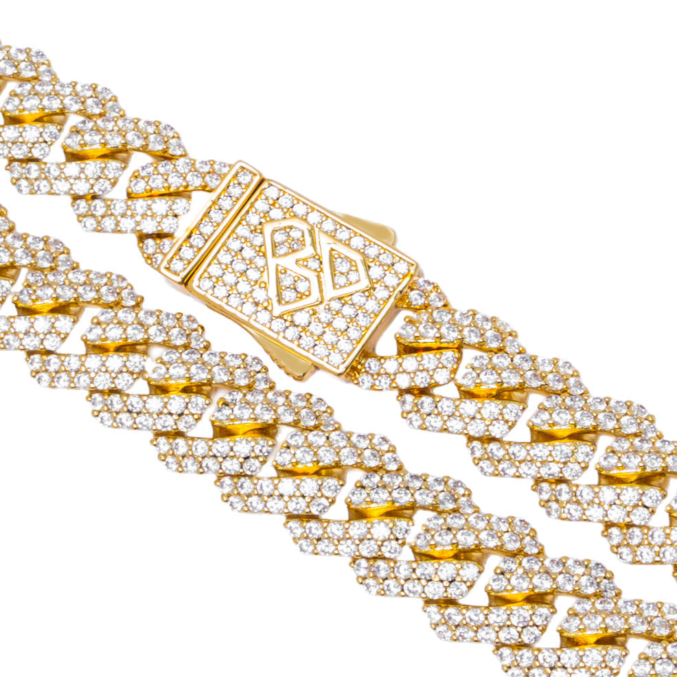 Big Daddy 10MM Straight Edge Cuban Diamond Gold Chain - Chain