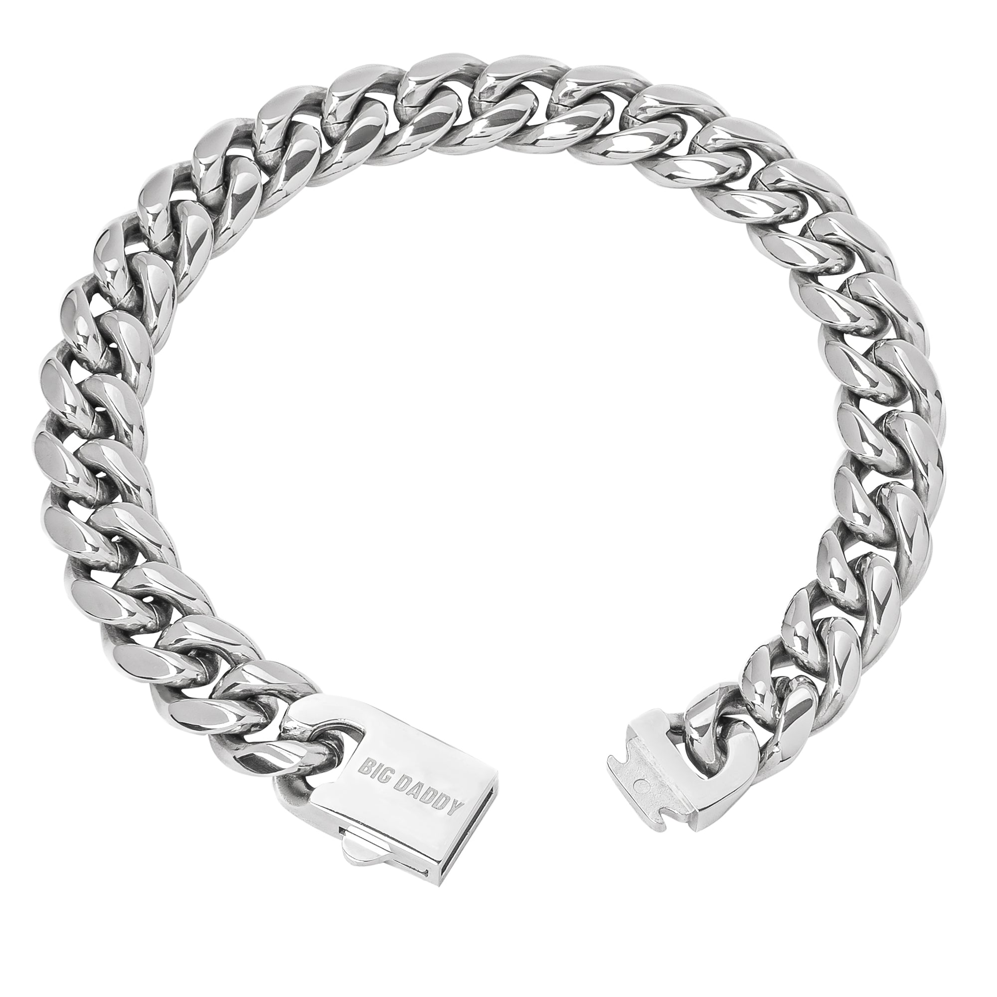 12MM Cuban link bracelet showing angled view with box clasp closure detail