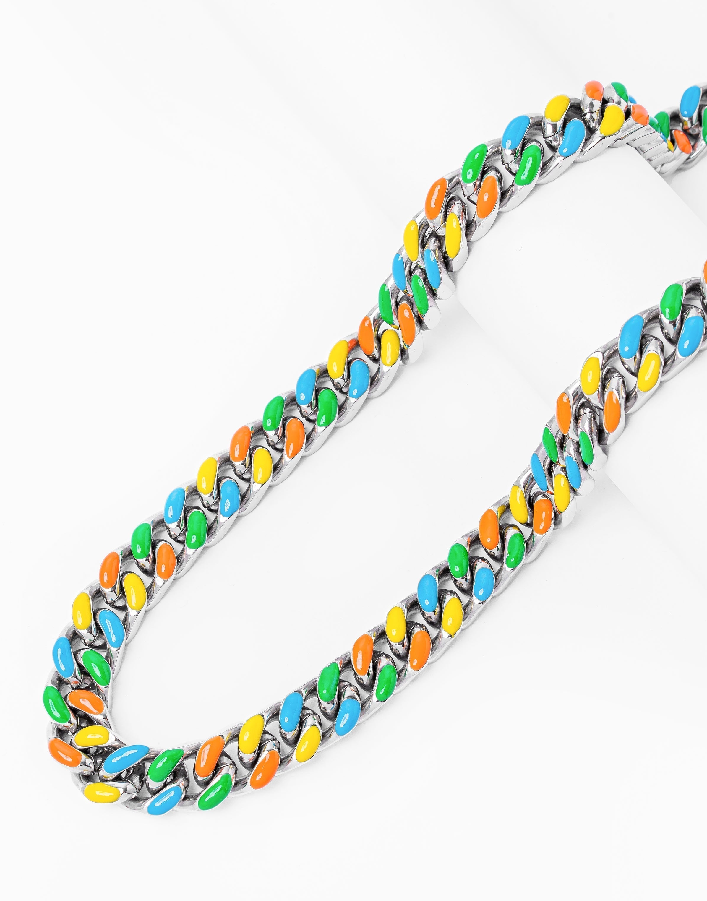 Big Daddy 13MM Cuban chain necklace displayed flat showing full link structure and enamel coating
