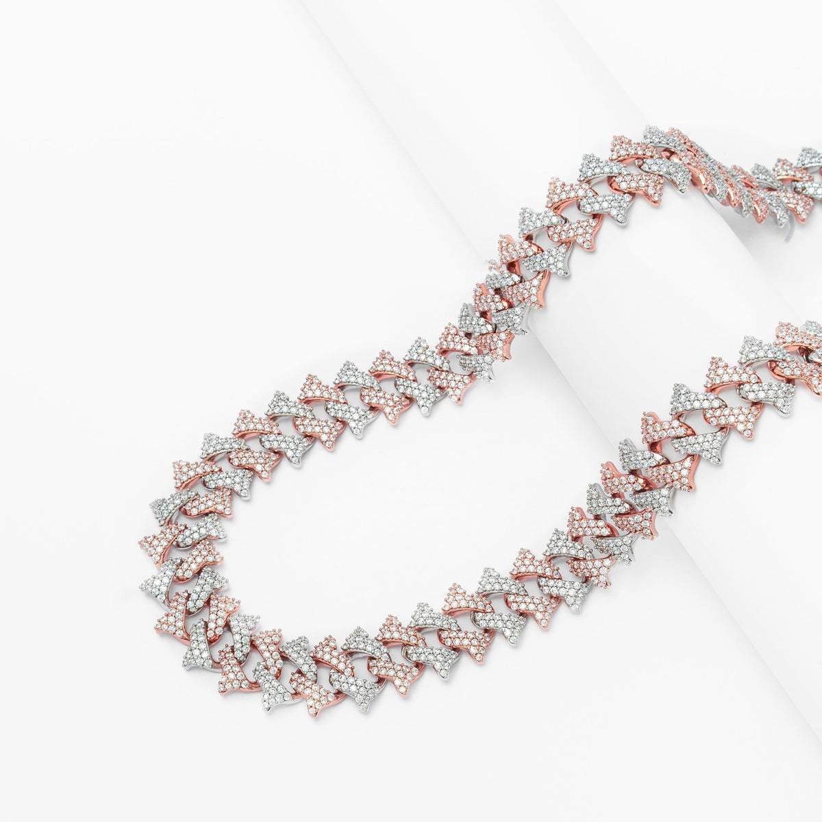 Big Daddy 18MM spiked diamond chain displayed flat showing full design and texture