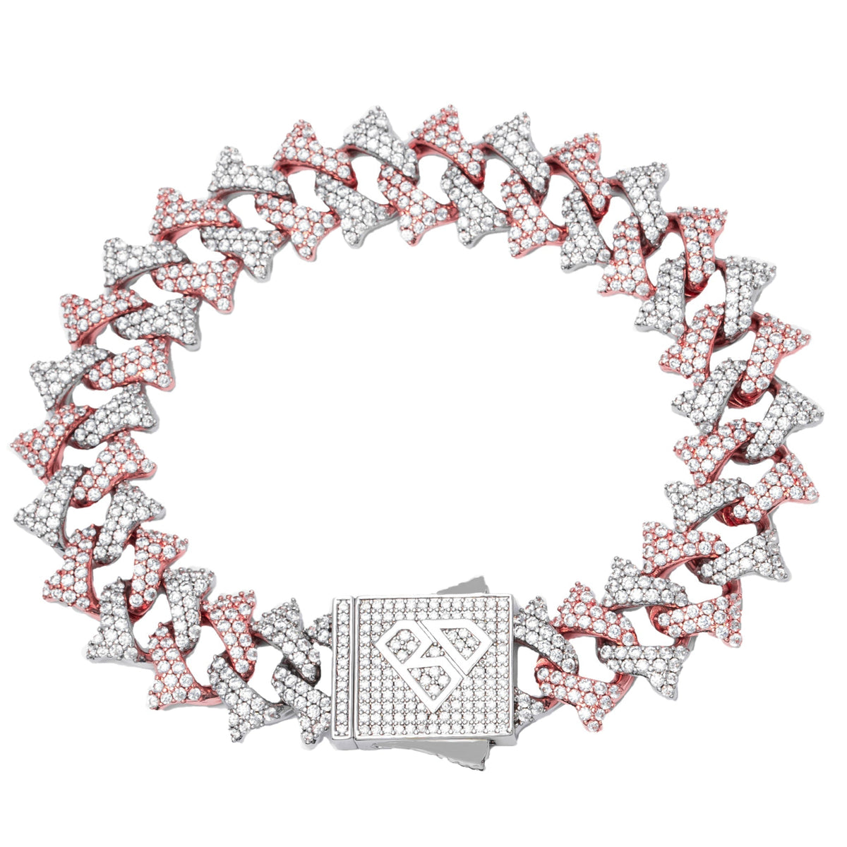 Big Daddy 18MM Solid Two-Tone Spiked Iced Out Diamond Bracelet
