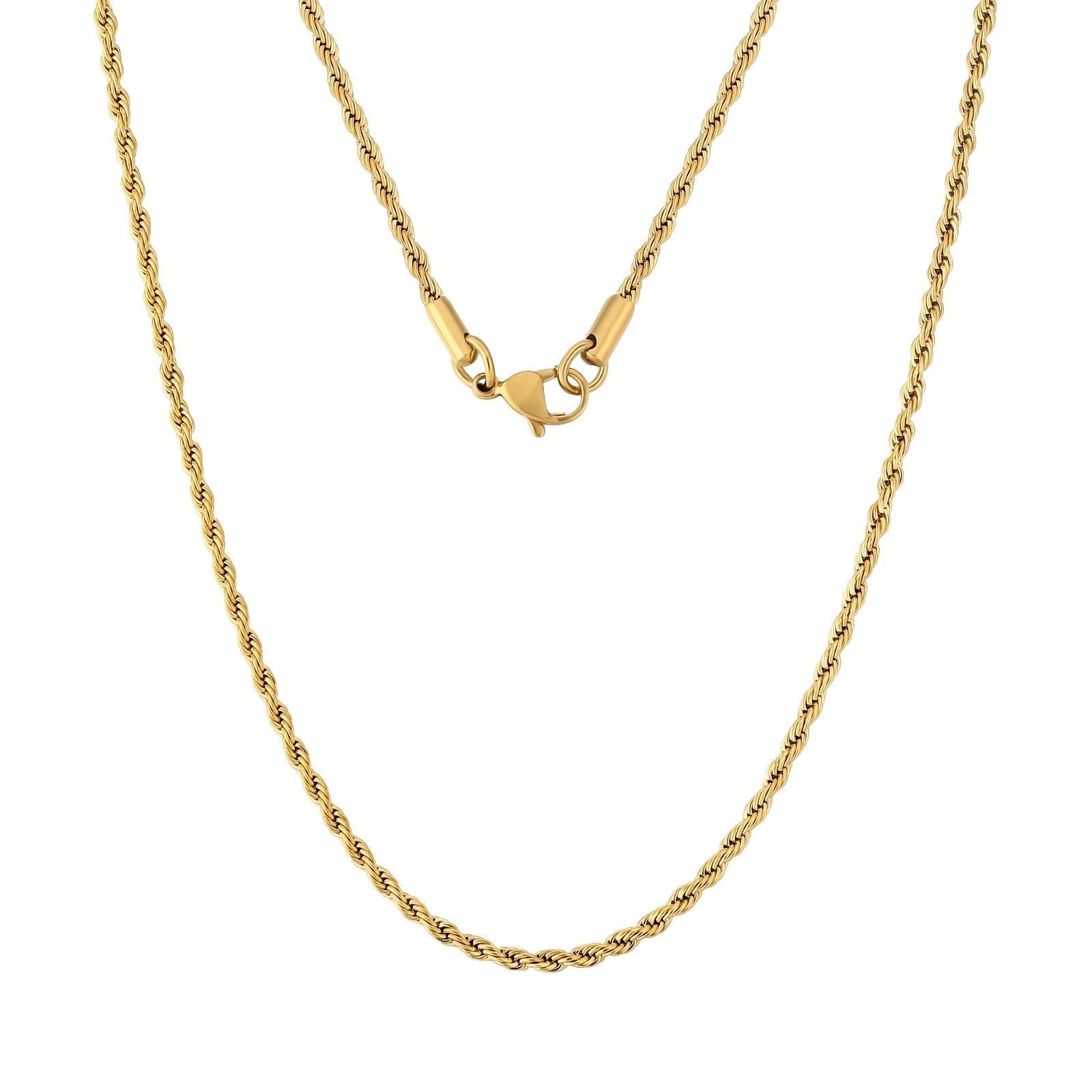 Big Daddy 2.5mm gold rope chain necklace with lobster clasp