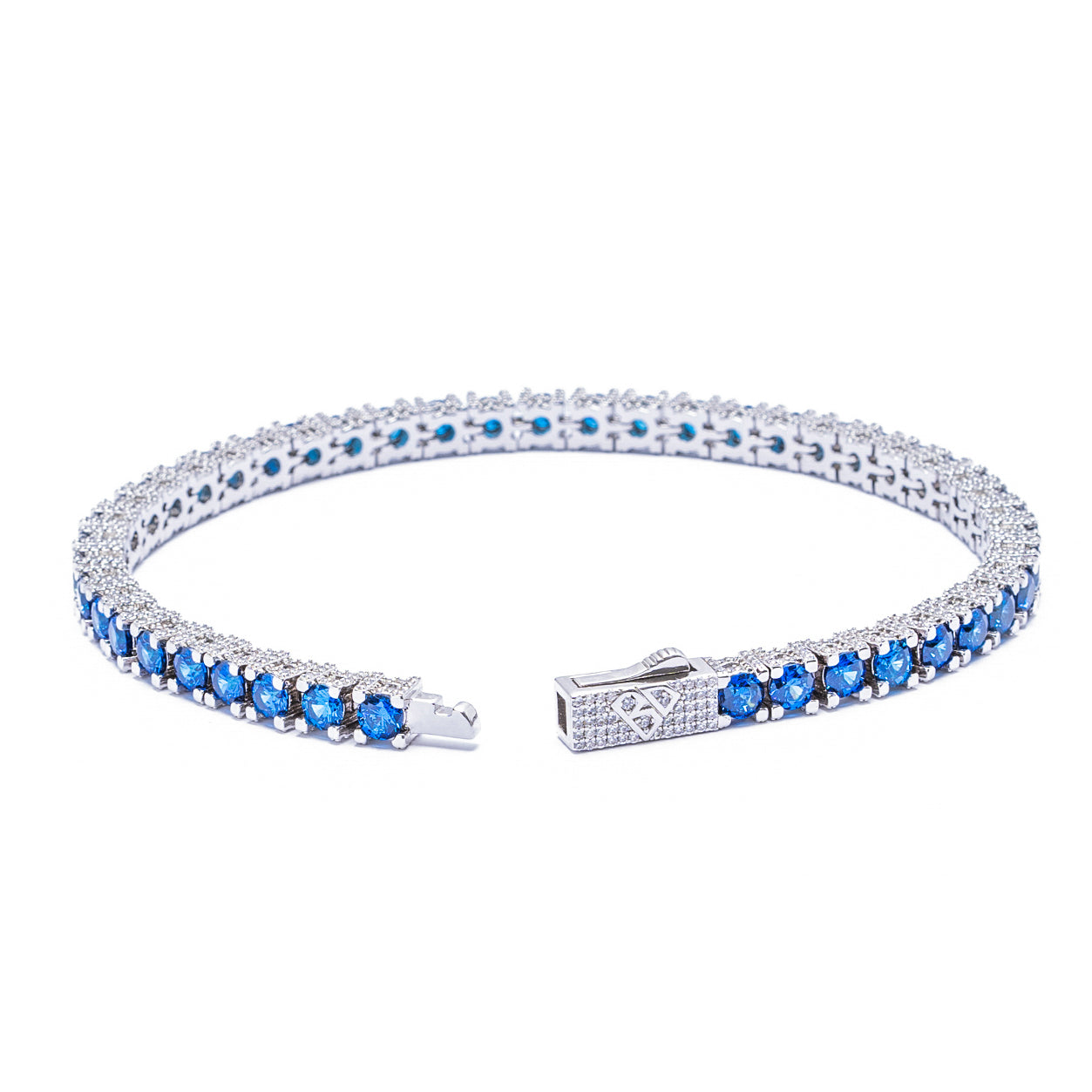 Big Daddy 4MM Silver Blue Tennis Iced Out Bracelet
