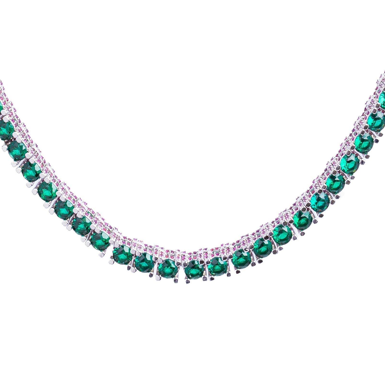 Big Daddy 4MM Silver Green & Ruby Iced Out Tennis Chain - Chain