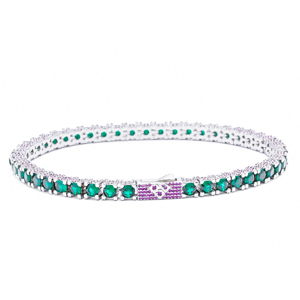 Big Daddy 4MM Silver Green Tennis Bracelet - Bracelet