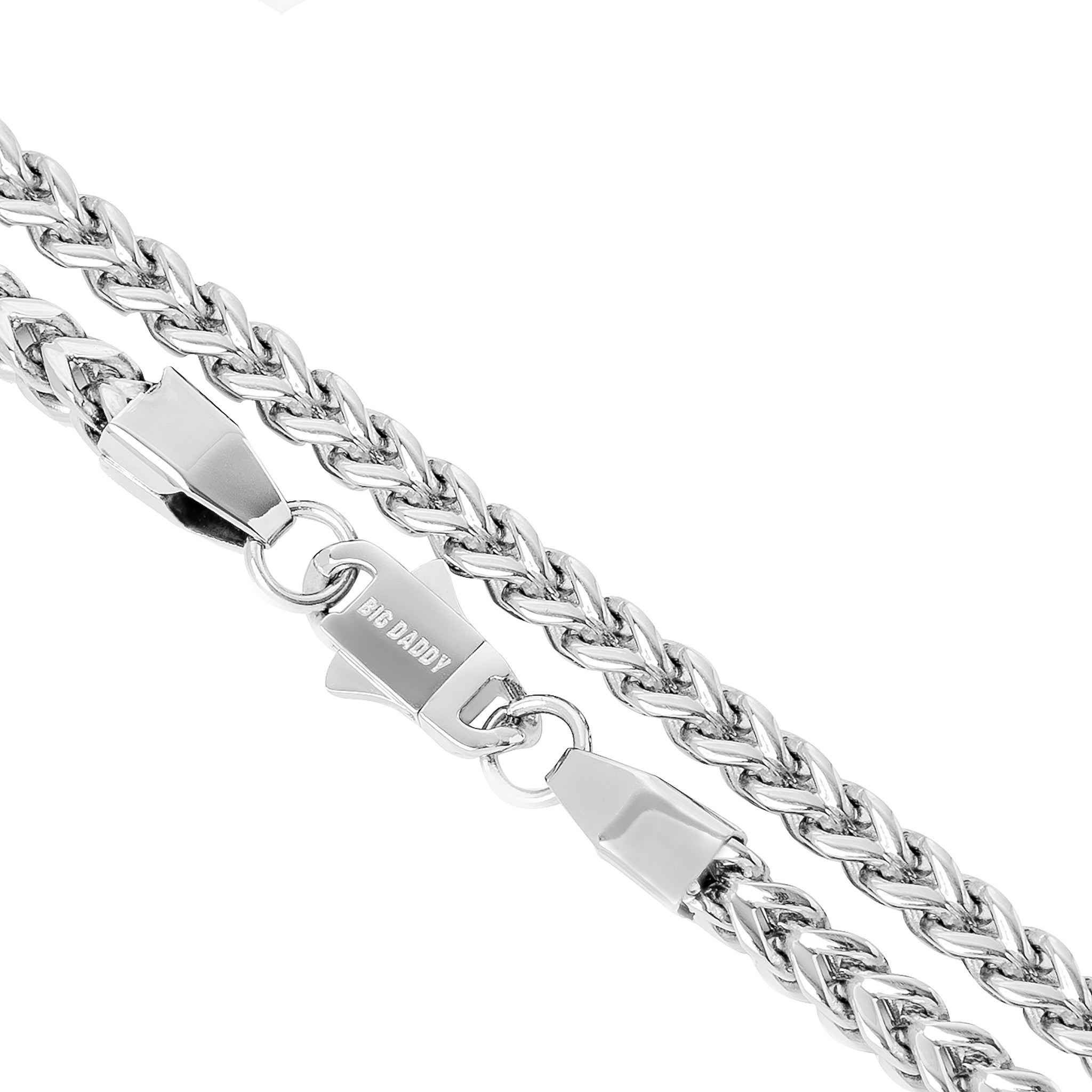 Big Daddy 5MM silver rope chain clasp detail showing secure fastening mechanism