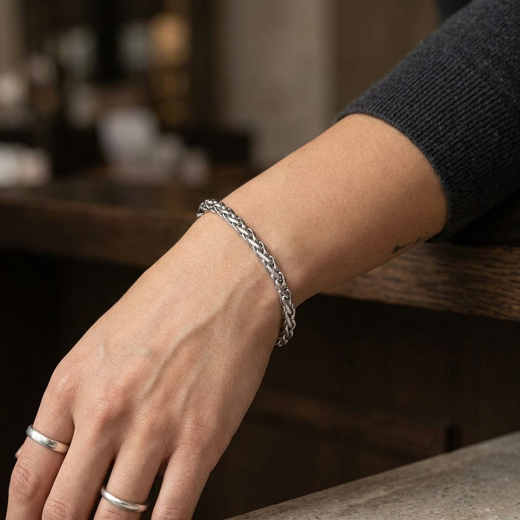 Big Daddy 5MM Silver Steel Spiga Rope Bracelet