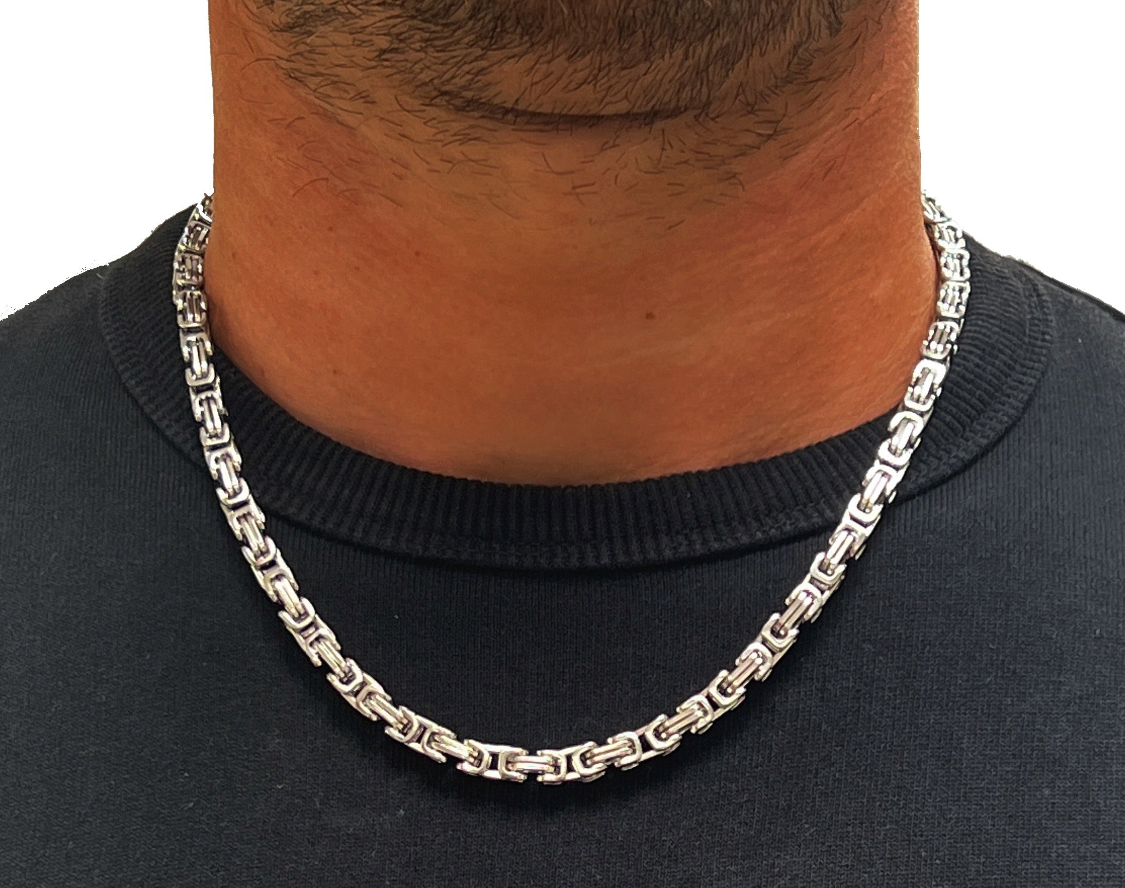 Big Daddy 5mm Stainless Steel Byzantine Silver Chain - Chain