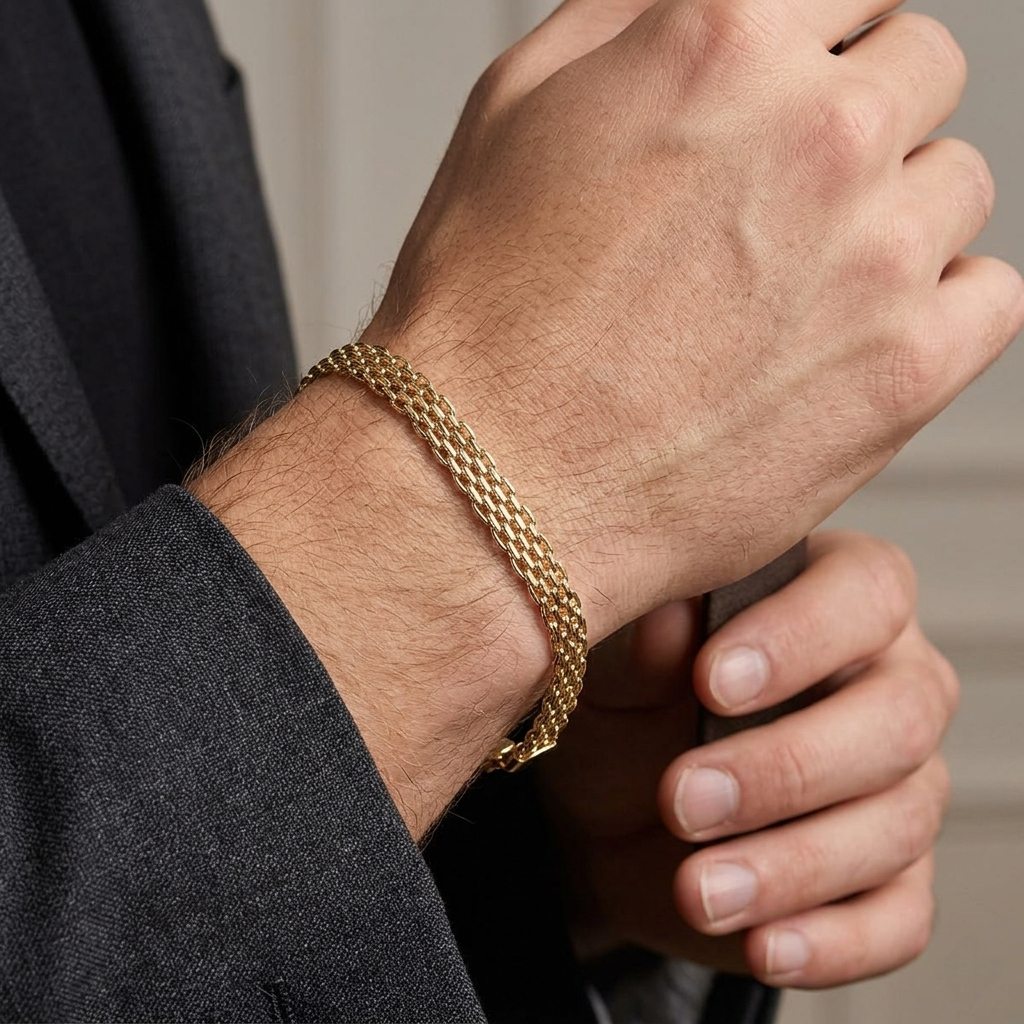 Big Daddy 6MM Gold Flat Herringbone Bracelet