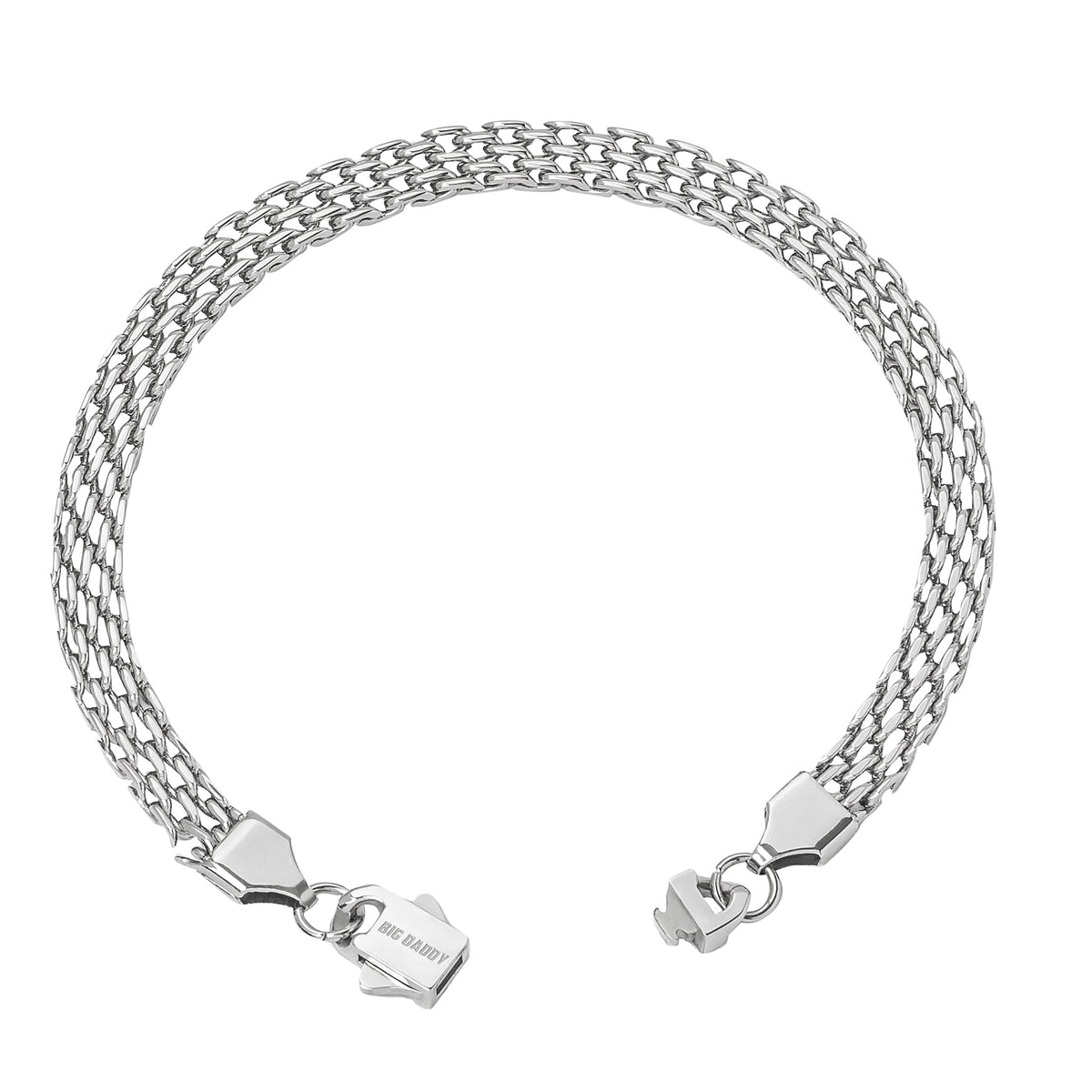 6MM silver herringbone bracelet showing chain detail and lobster clasp