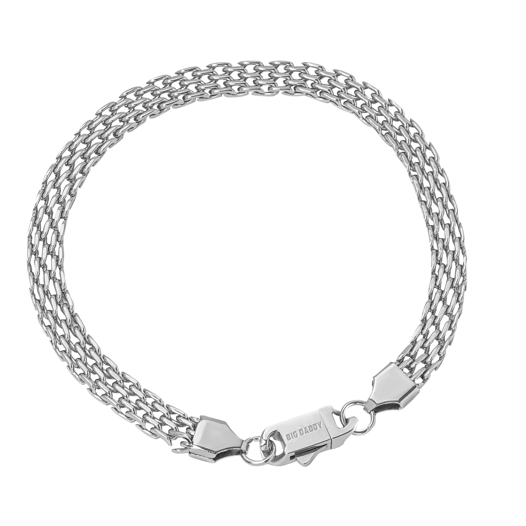 Silver flat herringbone bracelet with lobster clasp, 6MM width
