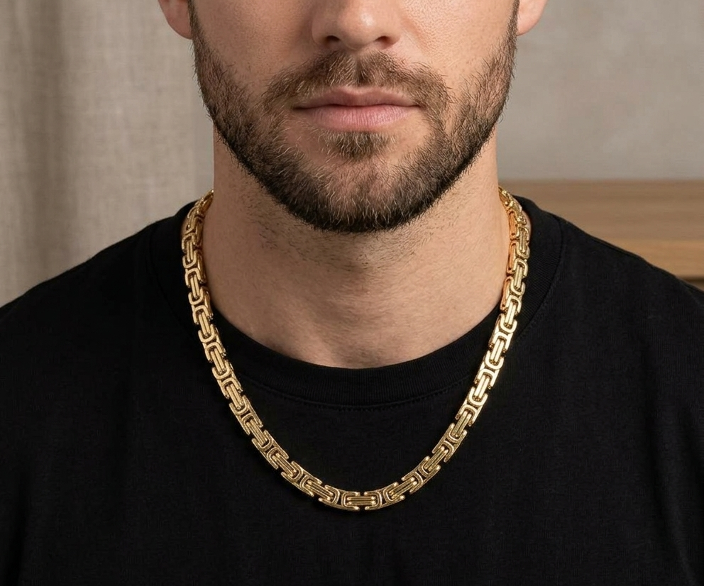 Big Daddy 8MM Byzantine Link 18K Gold Chain