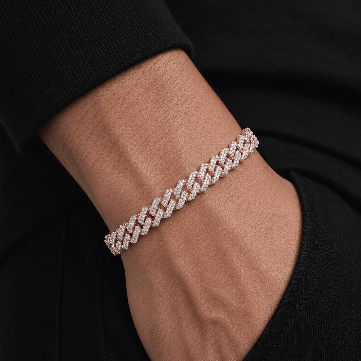 Big Daddy 8MM Cuban Link Rose Gold Iced Out Bracelet