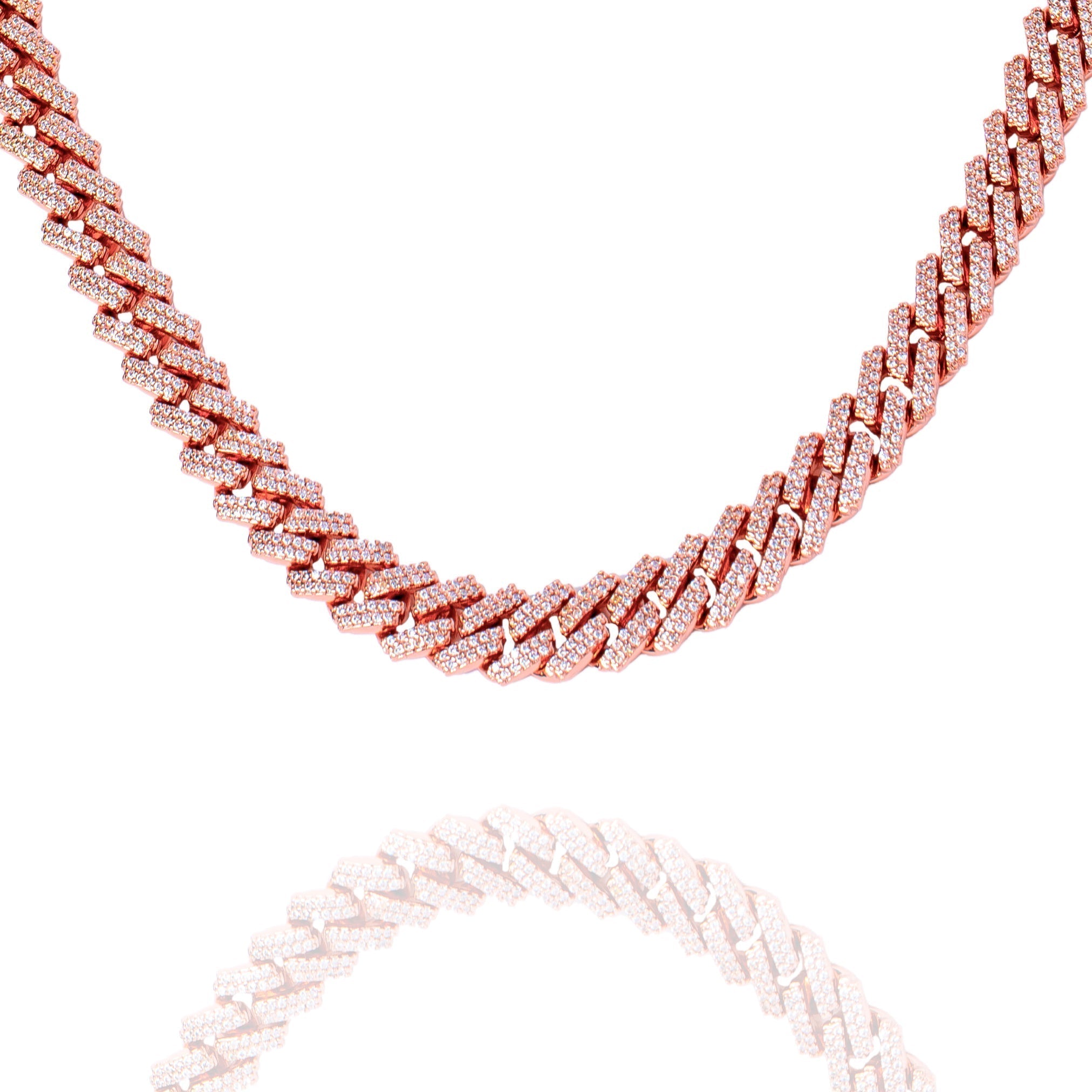 Big Daddy 8MM Cuban Link rose gold iced out chain displayed front view