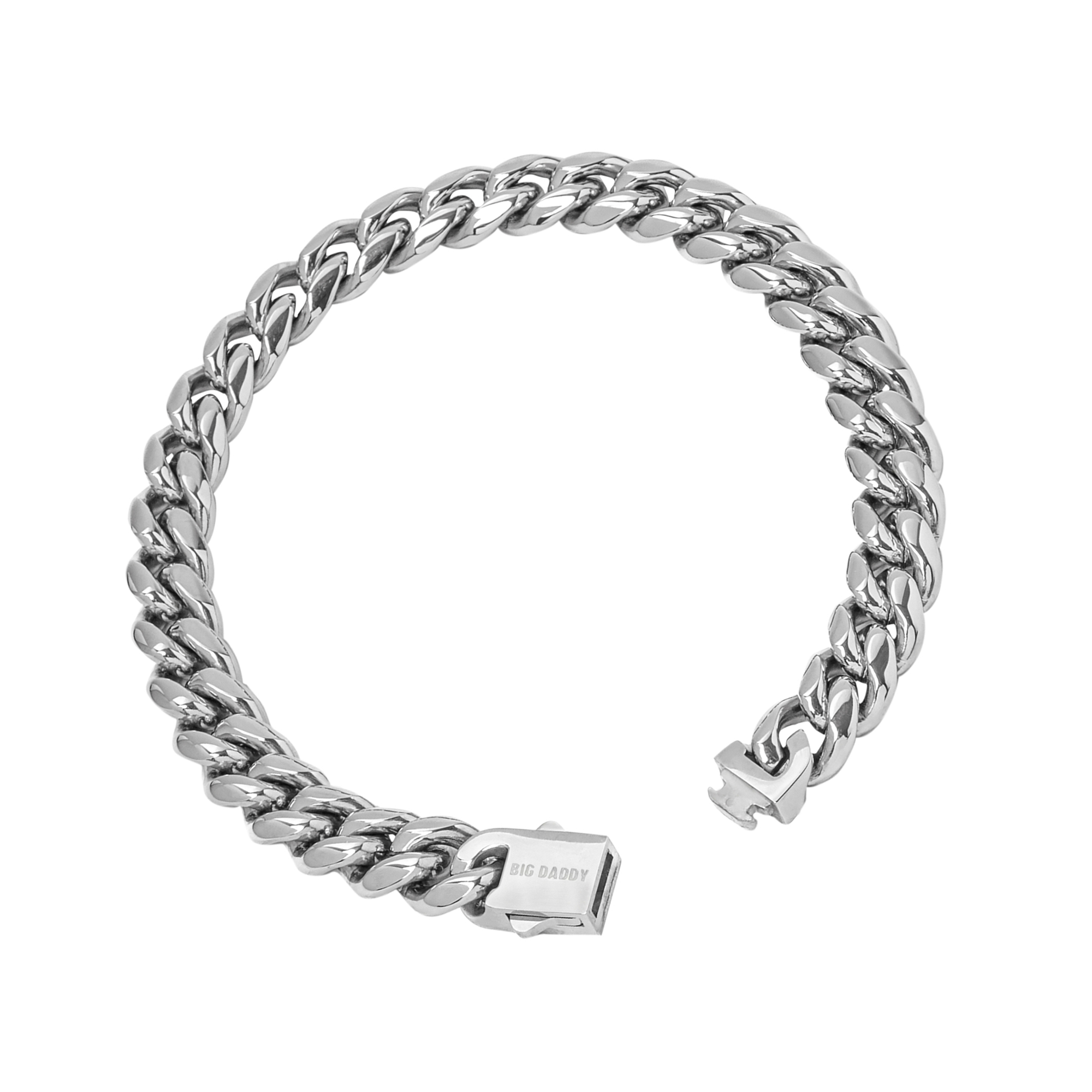 8MM Cuban link bracelet shown at angle highlighting chain links and clasp