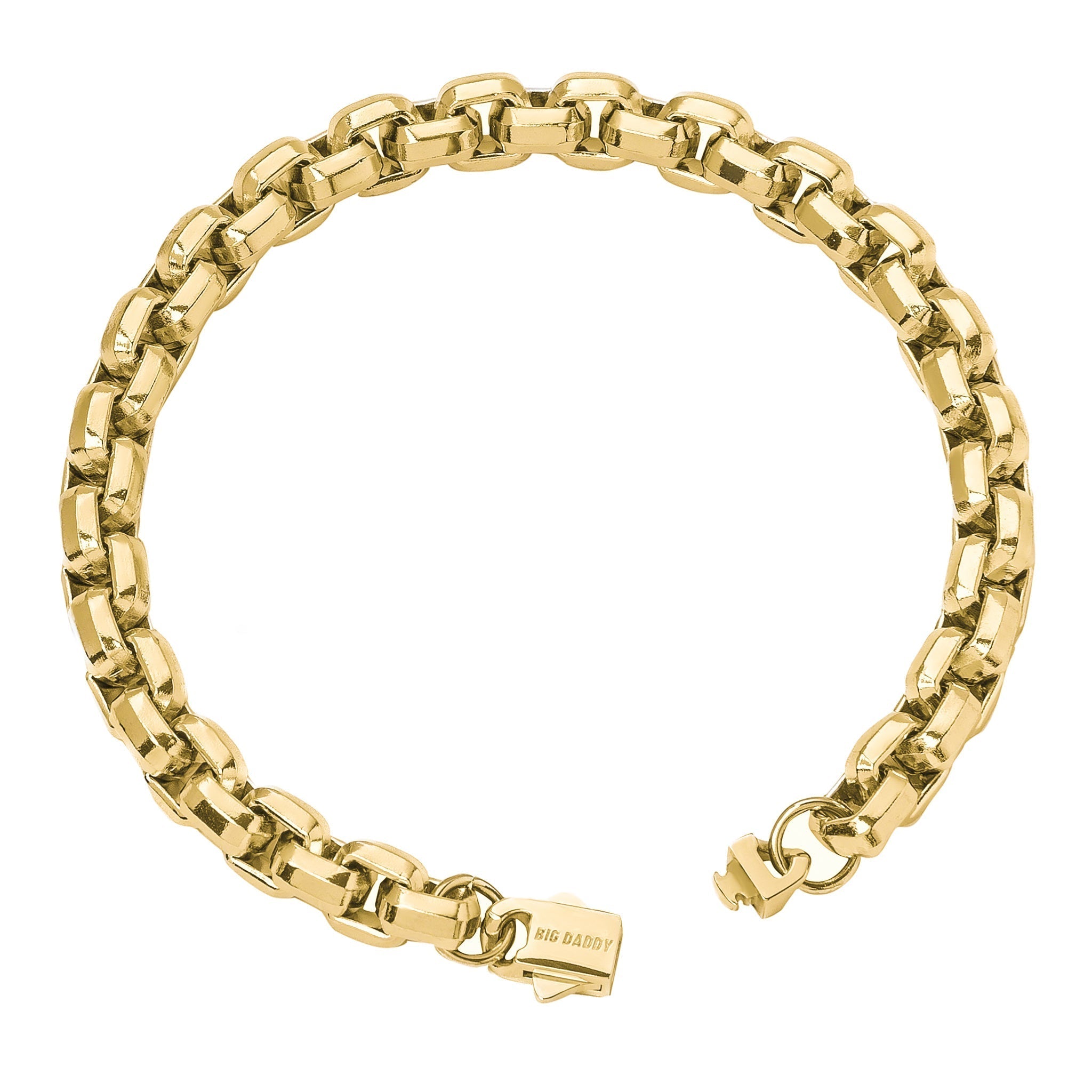 8MM gold franco box chain bracelet angled view showing link detail