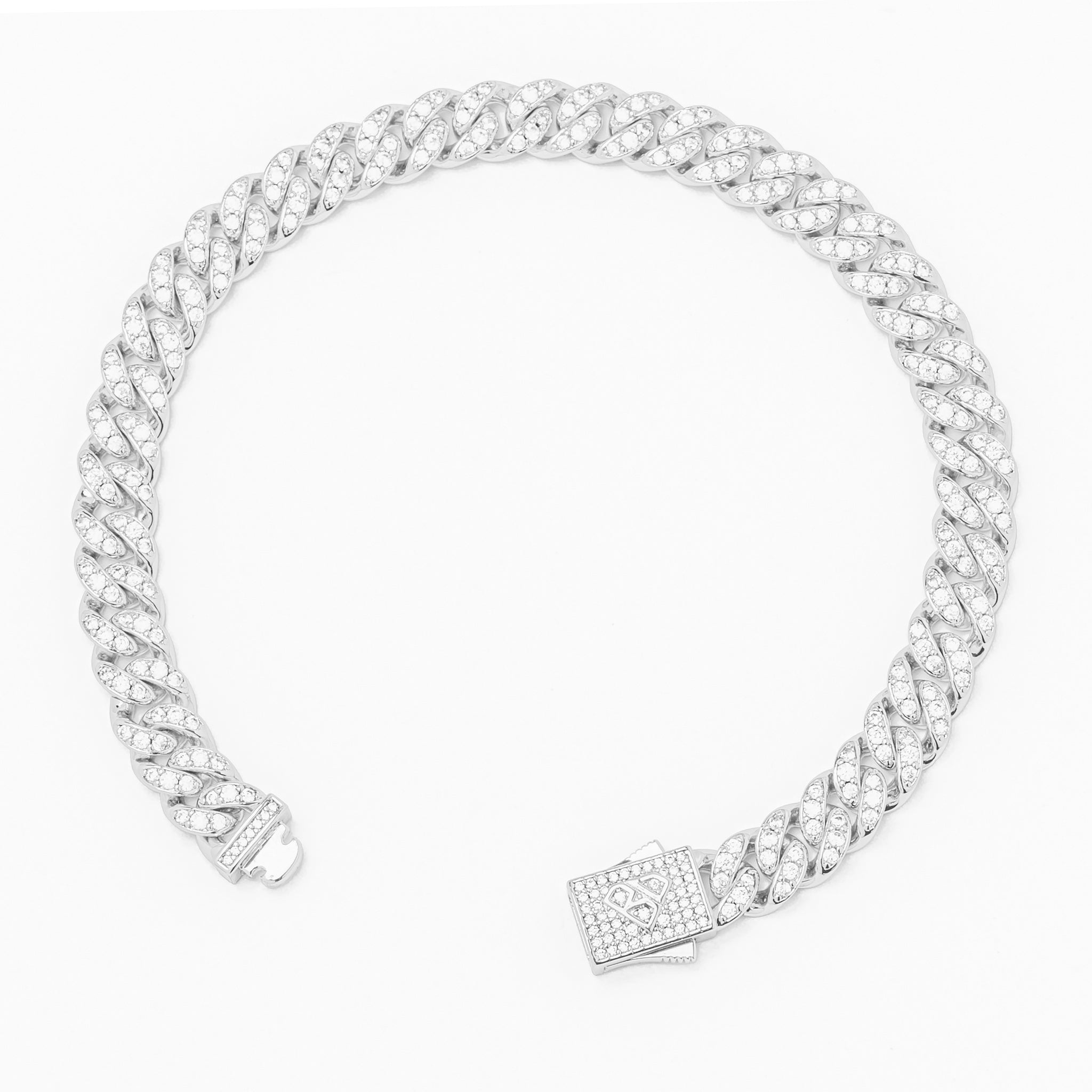 Big Daddy 8MM Iced Out Silver Cuban Link Bracelet - Bracelet