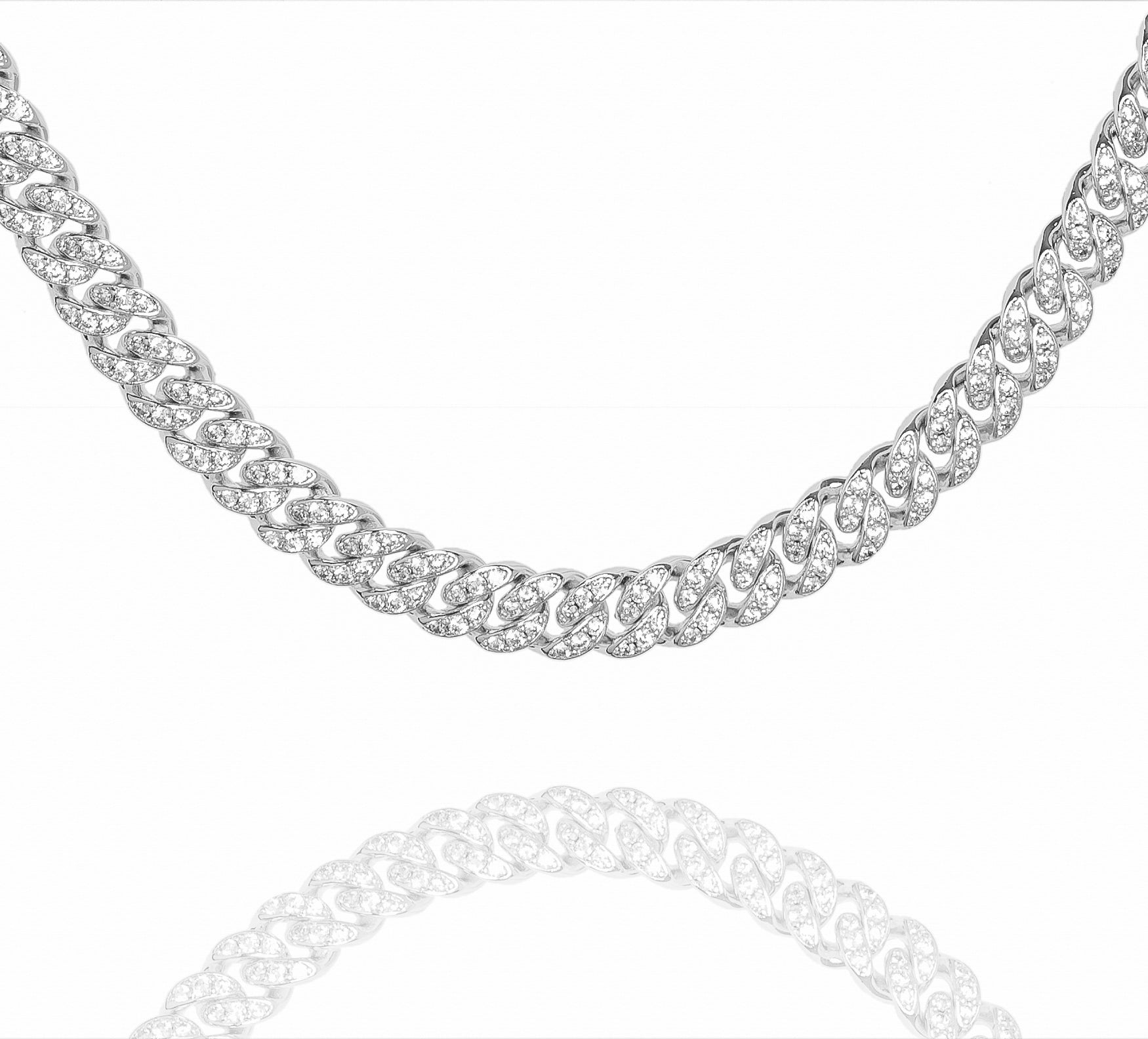 Big Daddy 8MM Iced Out Silver Cuban Link Chain - Chain