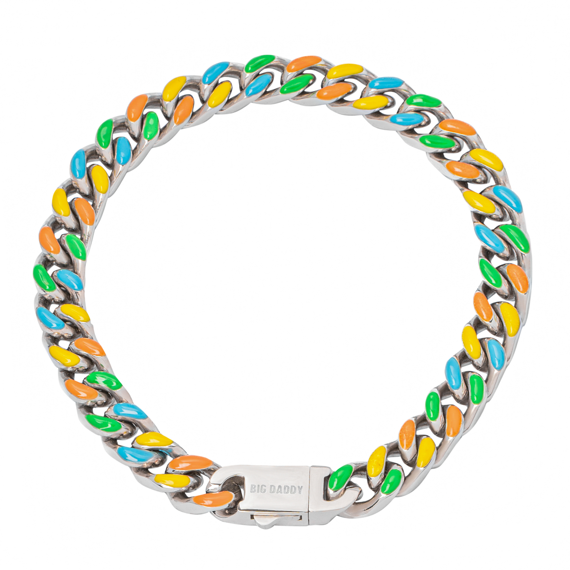 Big Daddy 8MM Multi-colour Enamel Steel Cuban Bracelet - Bracelet