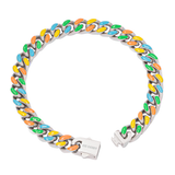 Big Daddy 8MM Multi-colour Enamel Steel Cuban Bracelet - Bracelet