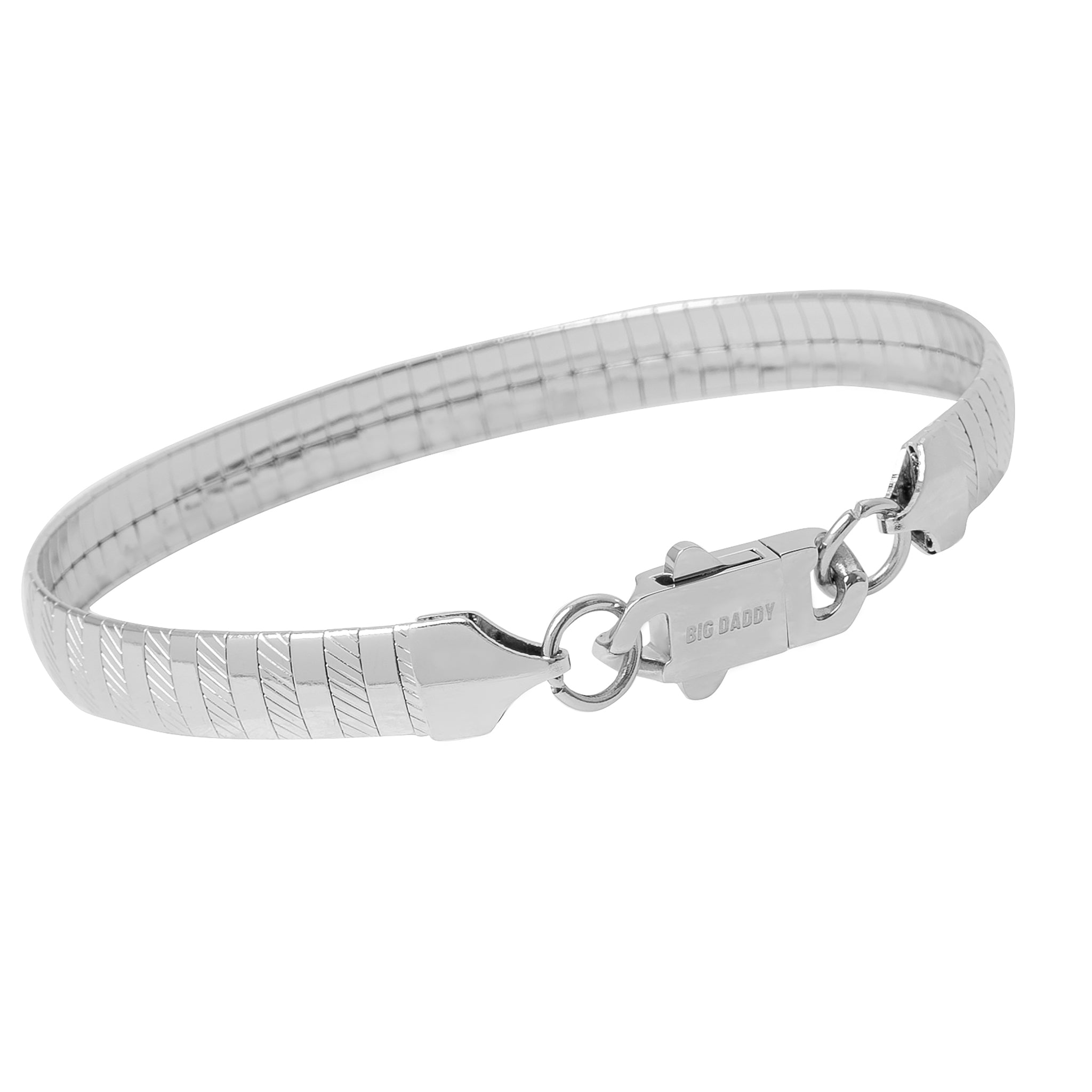 Big Daddy 8MM silver steel omega link bracelet with polished clasp