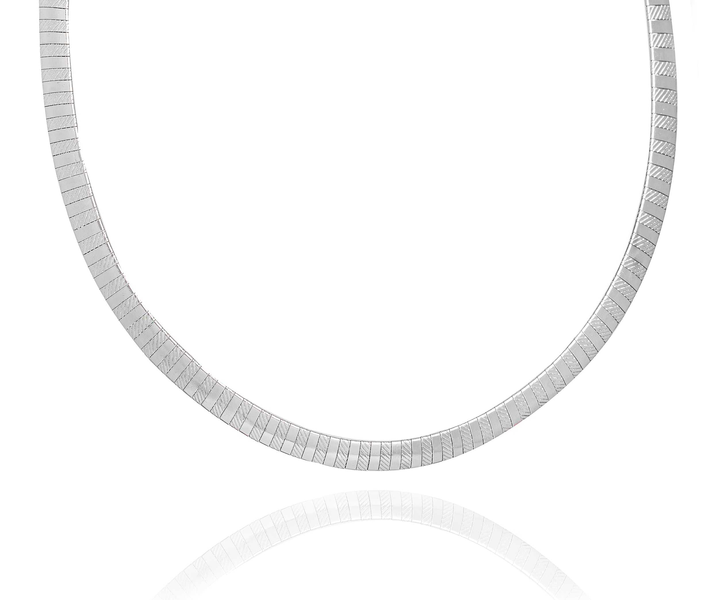 8MM omega silver steel chain displayed flat