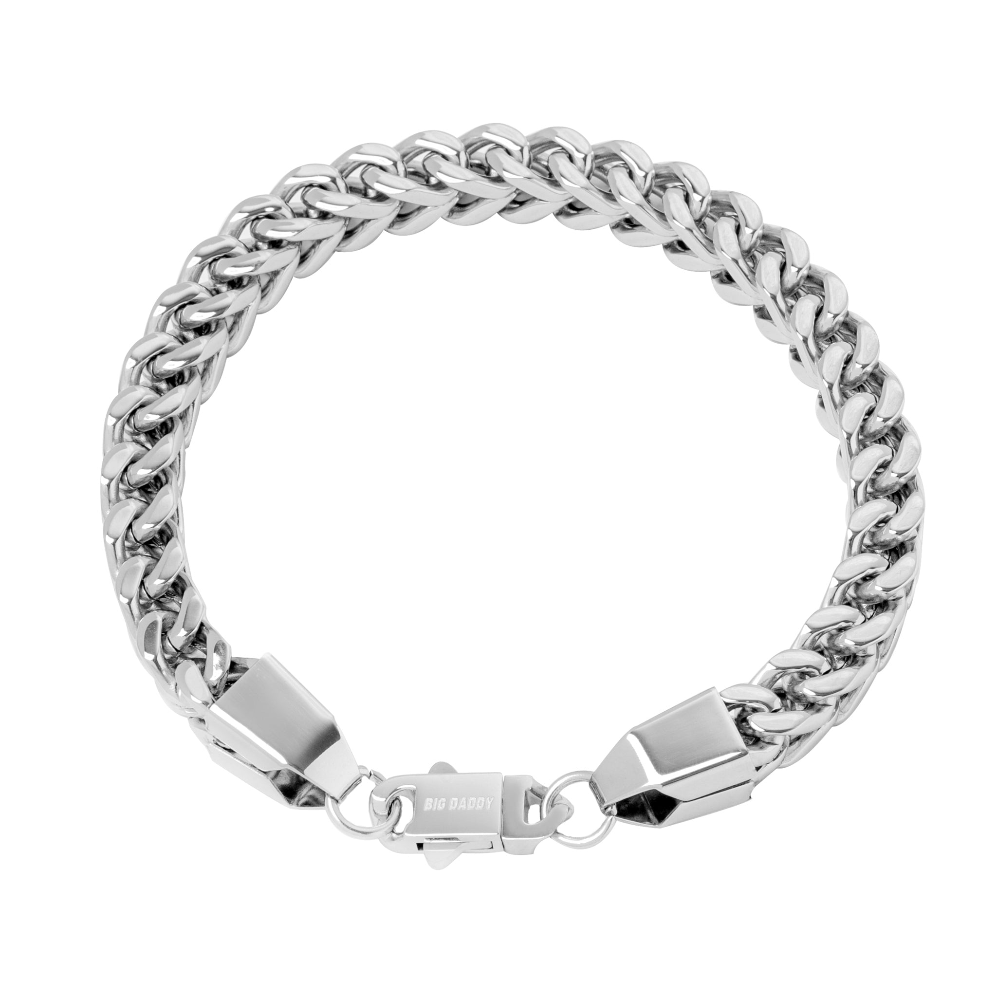 Big Daddy 8mm silver Cuban link bracelet with polished finish and box clasp