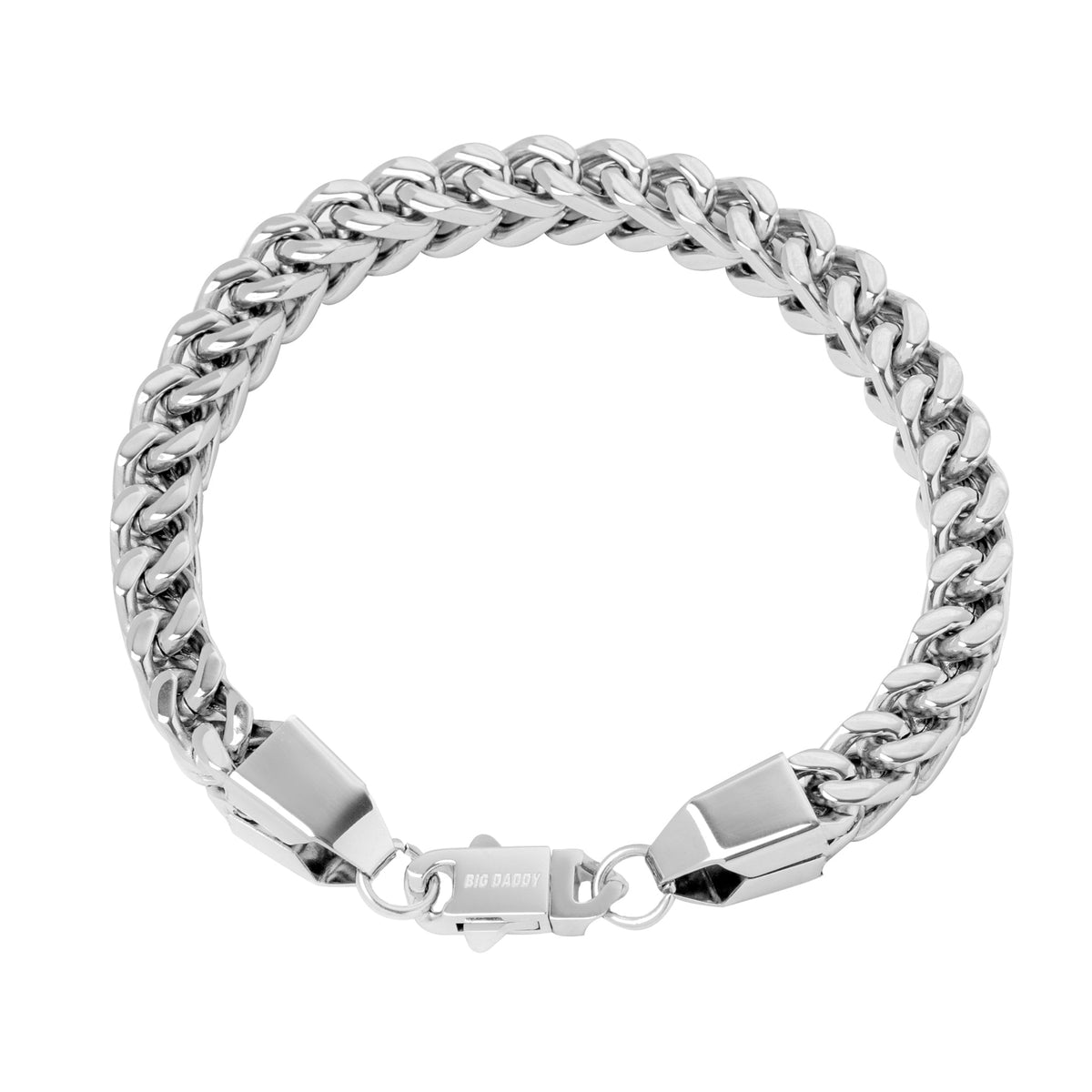 Big Daddy 8mm silver Cuban link bracelet with polished finish and box clasp
