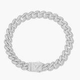 Big Daddy 9MM Diamond Curb Silver Bracelet - Bracelet
