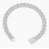 Big Daddy 9MM Diamond Curb Silver Bracelet - Bracelet