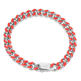 Big Daddy 9MM Enamel Red Steel Cuban Bracelet - Bracelet