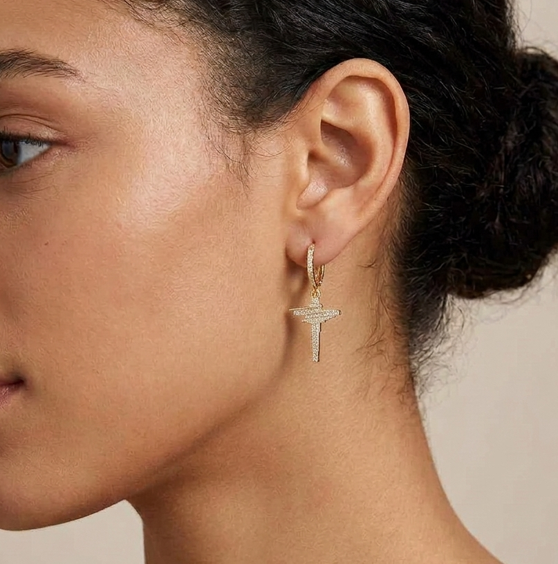 Big Daddy Dangle Hoop Iced Out Earring