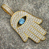 Big Daddy Iced Out Hamsa Hand Pendant Necklace - Pendant