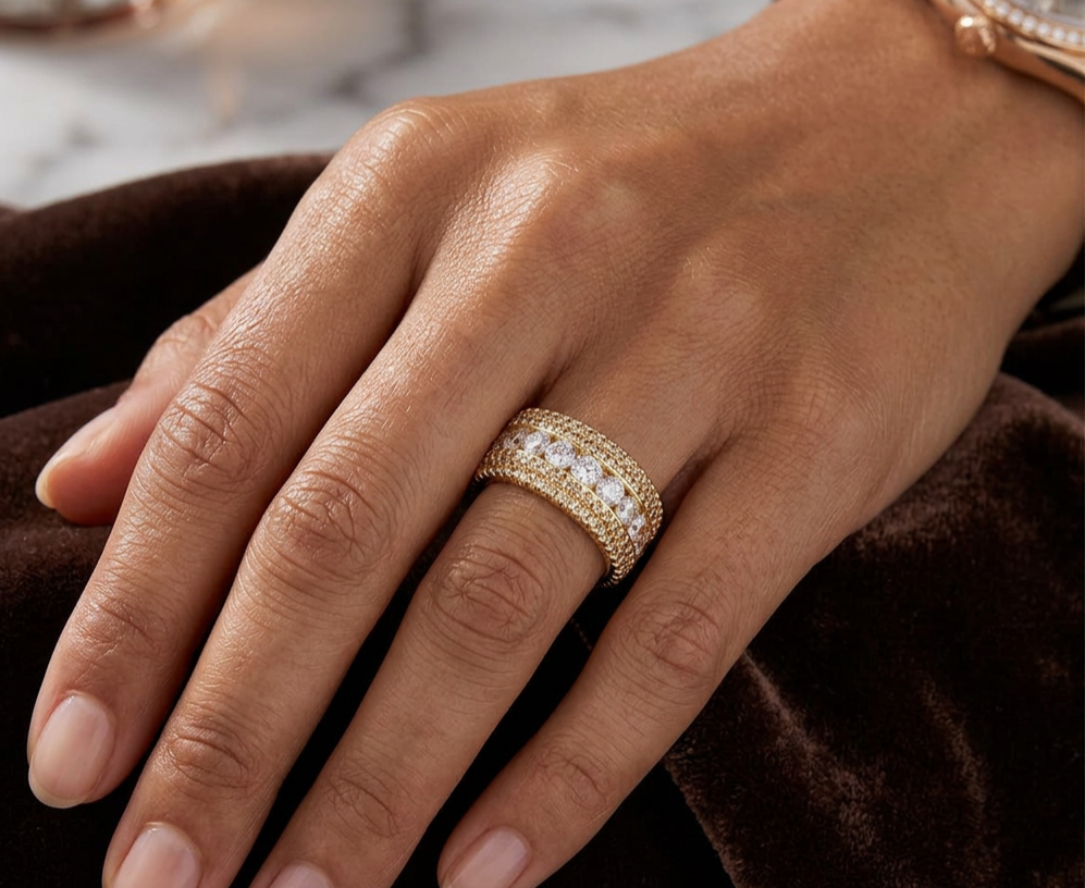 Big Daddy Rover iced out diamond ring worn on hand