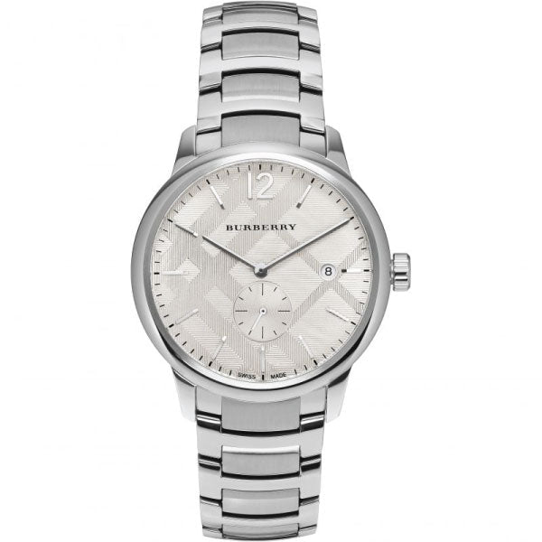 Burberry Classic Check silver dial men's watch with stainless steel bracelet