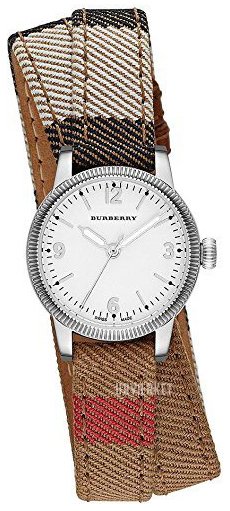 Burbery The City White Dial Burberry Check Canvas Ladies Watch BU7849