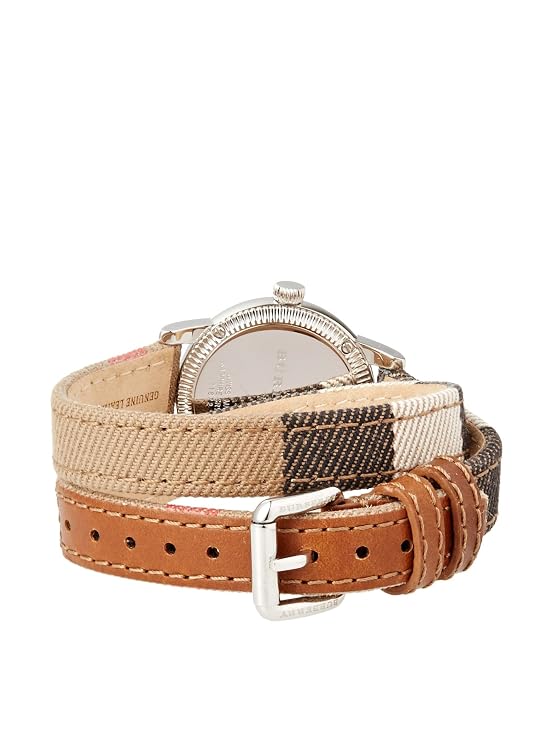 Burbery The City White Dial Burberry Check Canvas Ladies Watch BU7849