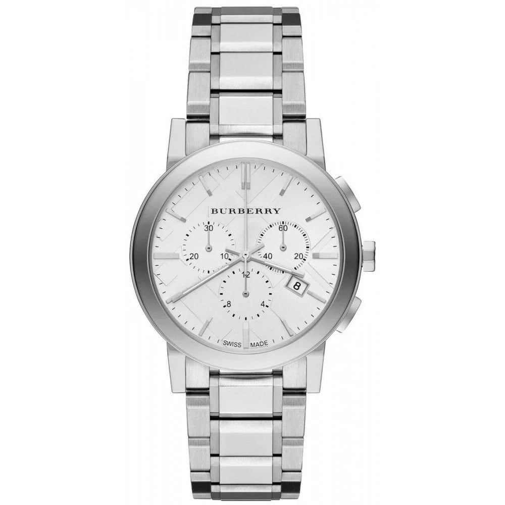 Burberry The City ladies chronograph silver dial stainless steel watch BU9750