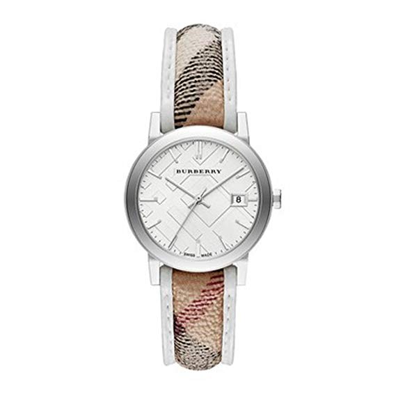 Burberry The City Silver Dial Brown Leather Strap Women's Watch BU9136